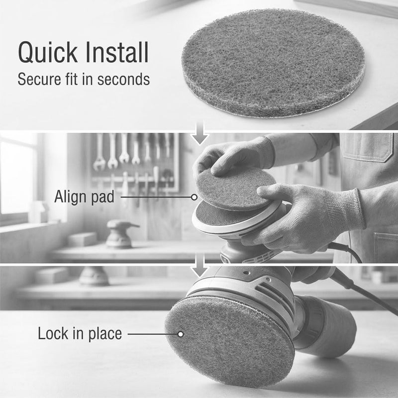 JUNLIXN 4 Inch 800 Grit Drill Brush Scrubber Scouring Pads, 20 Pcs Hook & Loop Power Scrubber Scour Pads for Rotary Tools, Random Orbital Sander (Grey) - Image 5